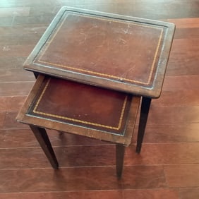 Pair of  Nesting Tables with Leather Top and Gilding