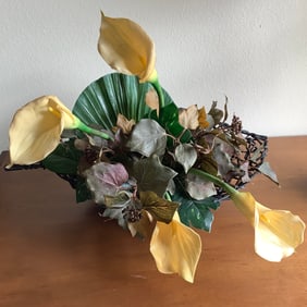 Faux Calla Lilies in Metal Basket