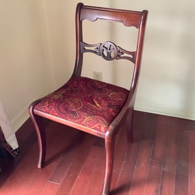 Vintage Mahogany Side Chair  with Paisley Upholstered Seat