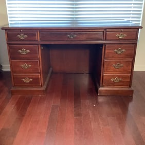 Thomasville Kneehole Desk with Pull Out Writing Tops and File Storage