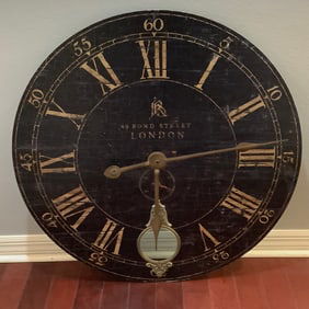 49 Bond Street Oversized London Wall Clock, Contemporary with Weathered Styling