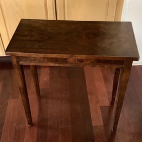 Vintage Burl Veneer Pencil Leg Table