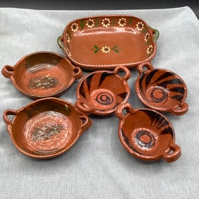 Handmade, Hand Painted Red Clay Pottery