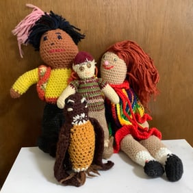 4 Handmade Crochet Dolls and Owl