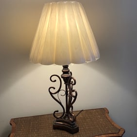 Lamp with Metal Scrollwork in Bronze Finish