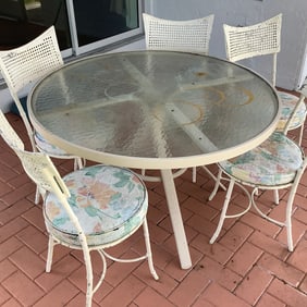 Metal Patio Table with 5 Chairs