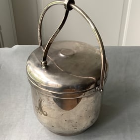 The Sheffield Silver Co Mid Century Ice Bucket with Attached Hinged Lid with Handle