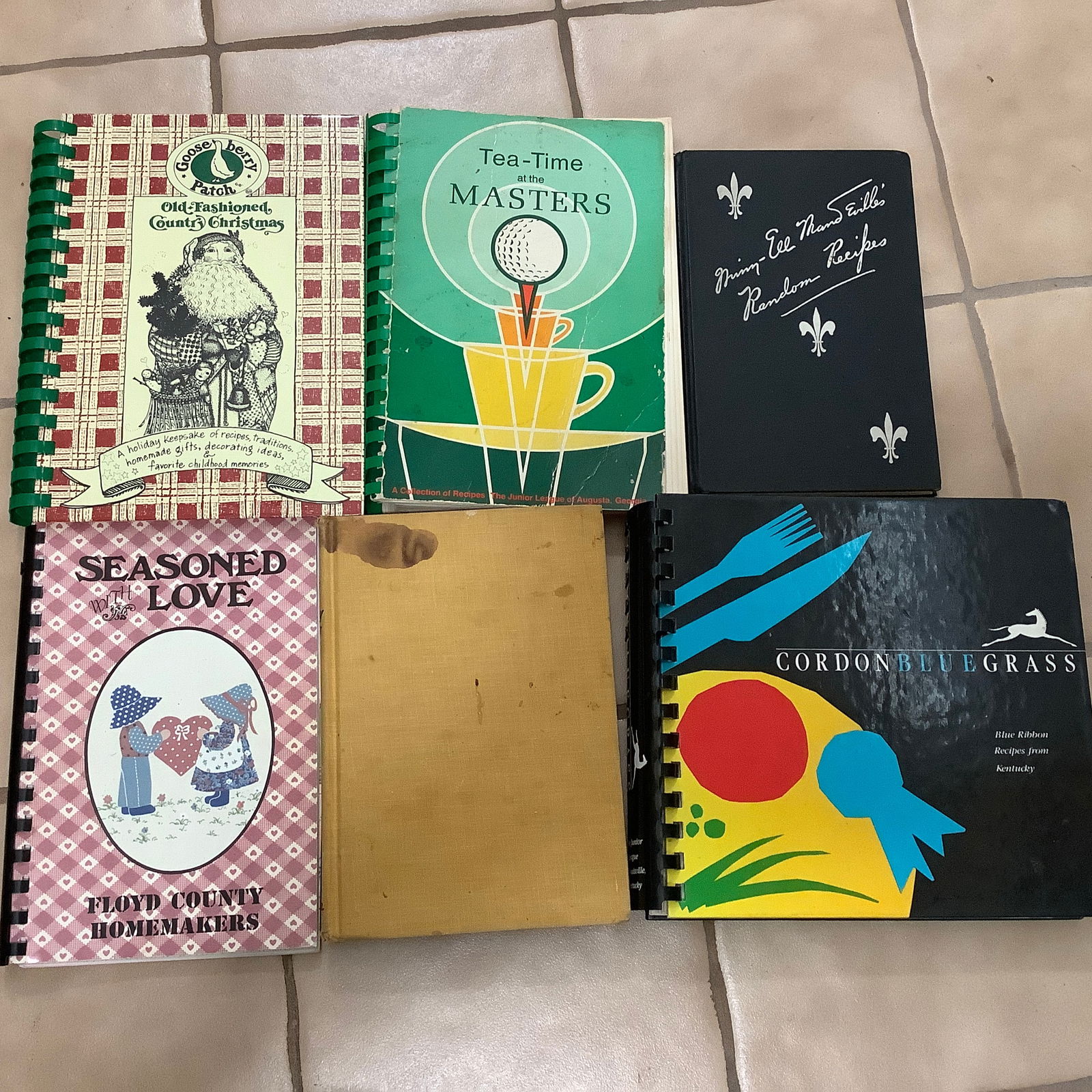 Vintage Kentucky and Georgia Cookbooks: Tea-Time at the Masters Cordon Blue Grass, Blue Ribbon Recipes from Kentucky Goose Berry Patch Old Fashioned Keepsake recipes Floyd Country Homemakers Seasoned with Love Kentucky Kitchens by Marion Fl