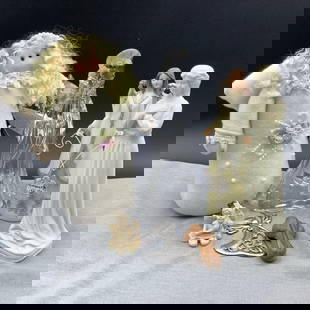 Group of Angel Figurines: Fabric, crystal, pewter, porcelain, ceramic