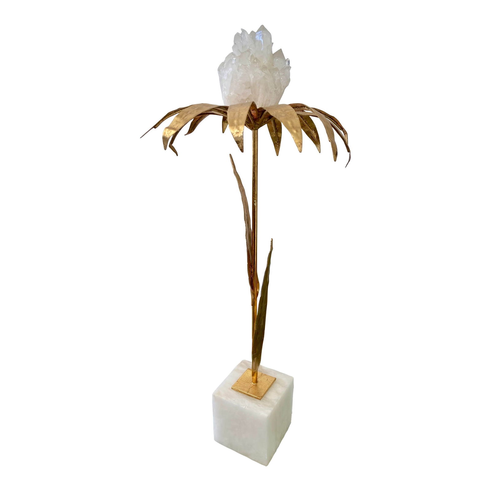 French Gilt Palm Tree With Rock Crystal and Marble Base - Tall (1 of 13)