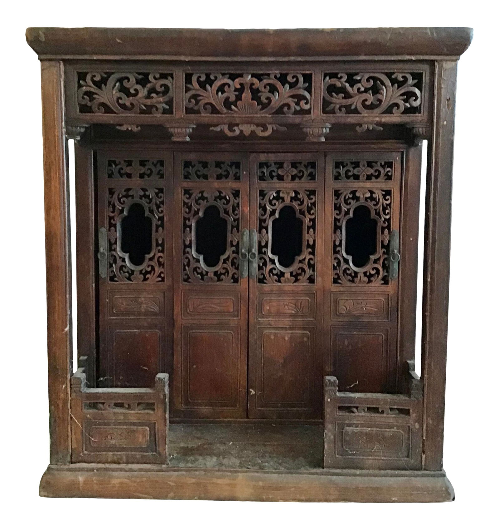 Chinese Ching Dynasty Temple Model: 19.5"W × 17"D × 21.5"H Early 20th Century very rare Asian Ching dynasty wood temple model. Add some history to your interiors with this classical Asian accessory.