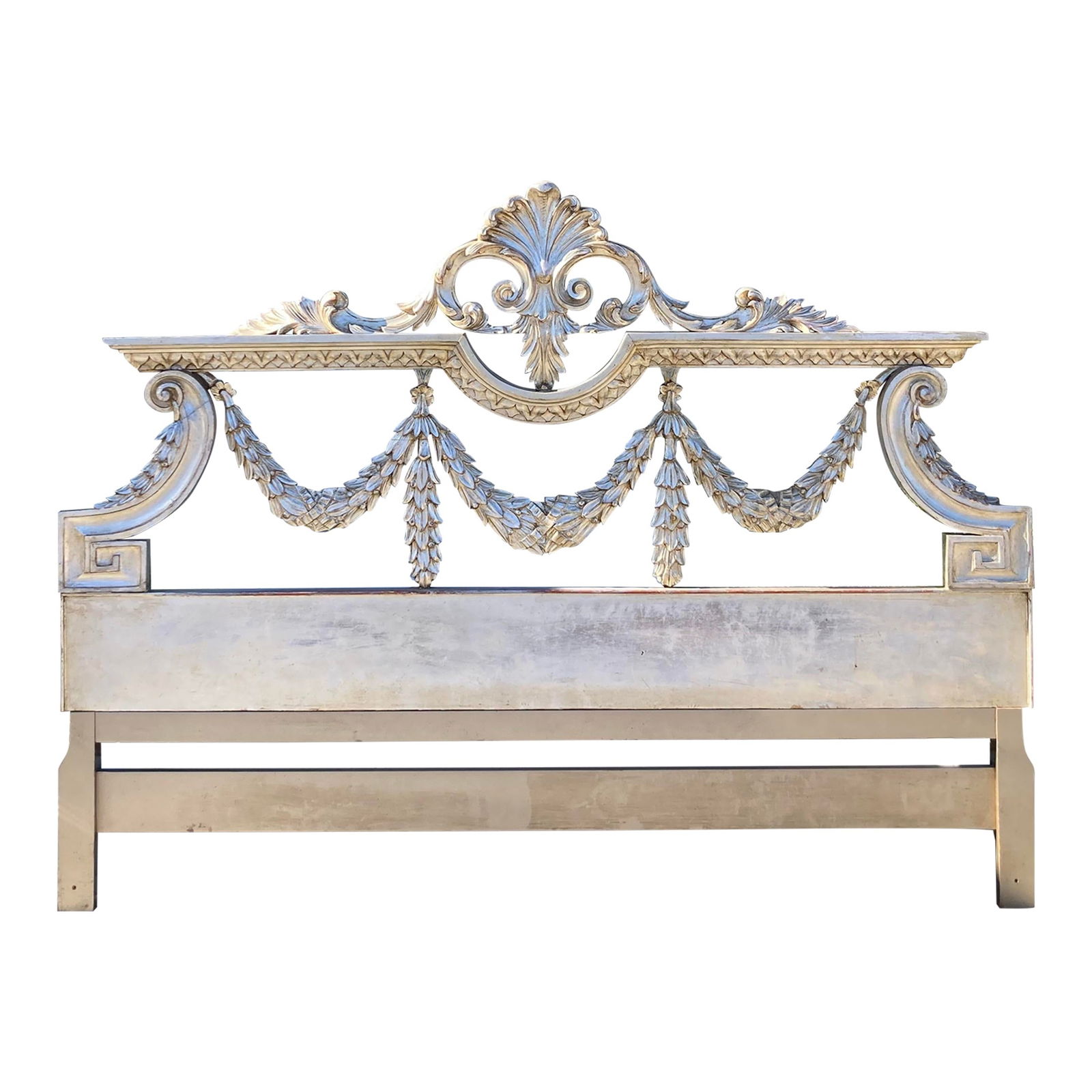 Hollywood Regency King Size Headboard Hand Carved and Silverleafed (1 of 13)