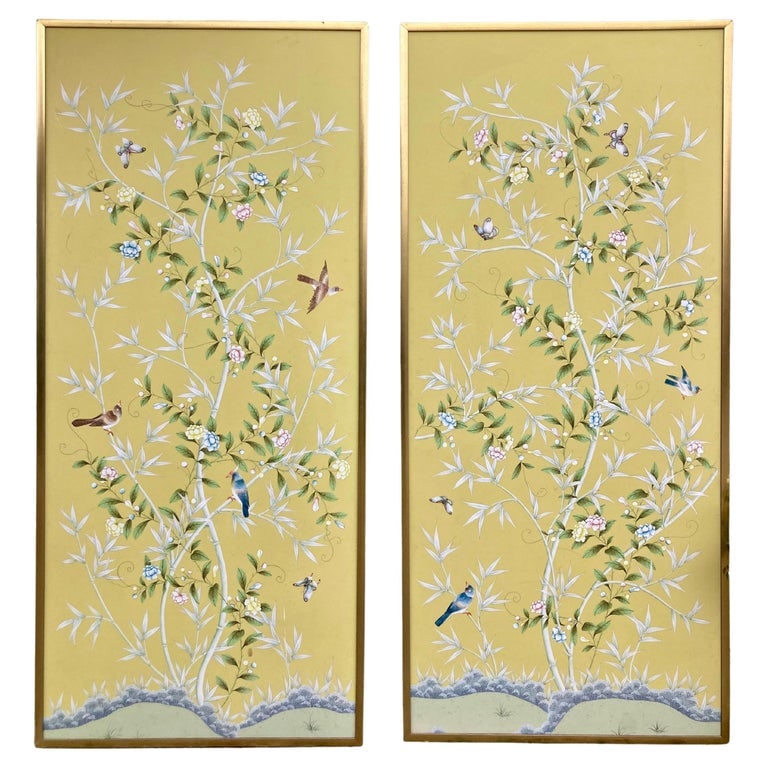 Chinoiserie Yellow Wallpaper Panels, a Pair (1 of 13)