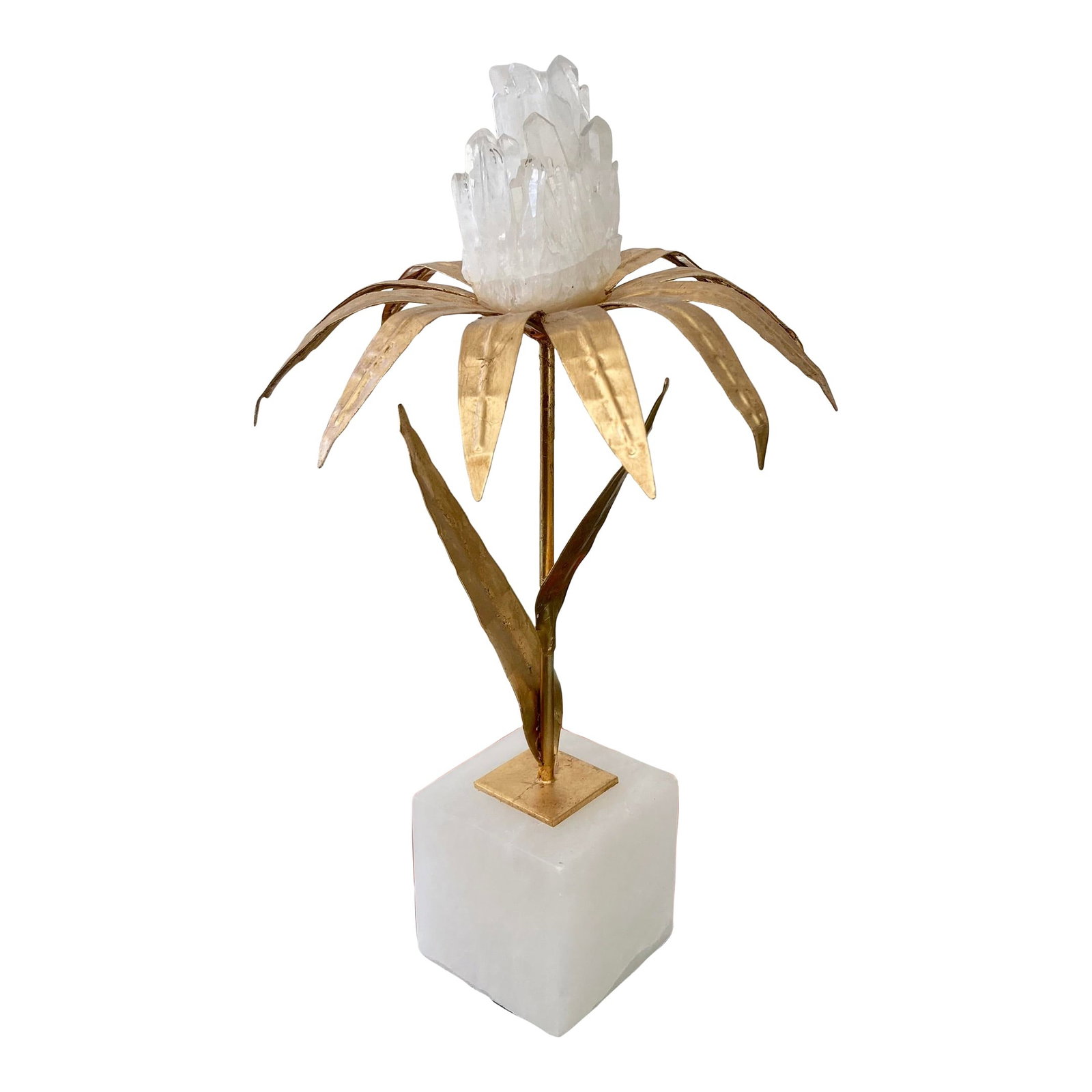 French Gilt Palm Tree With Rock Crystal and Marble Base Medium (1 of 11)