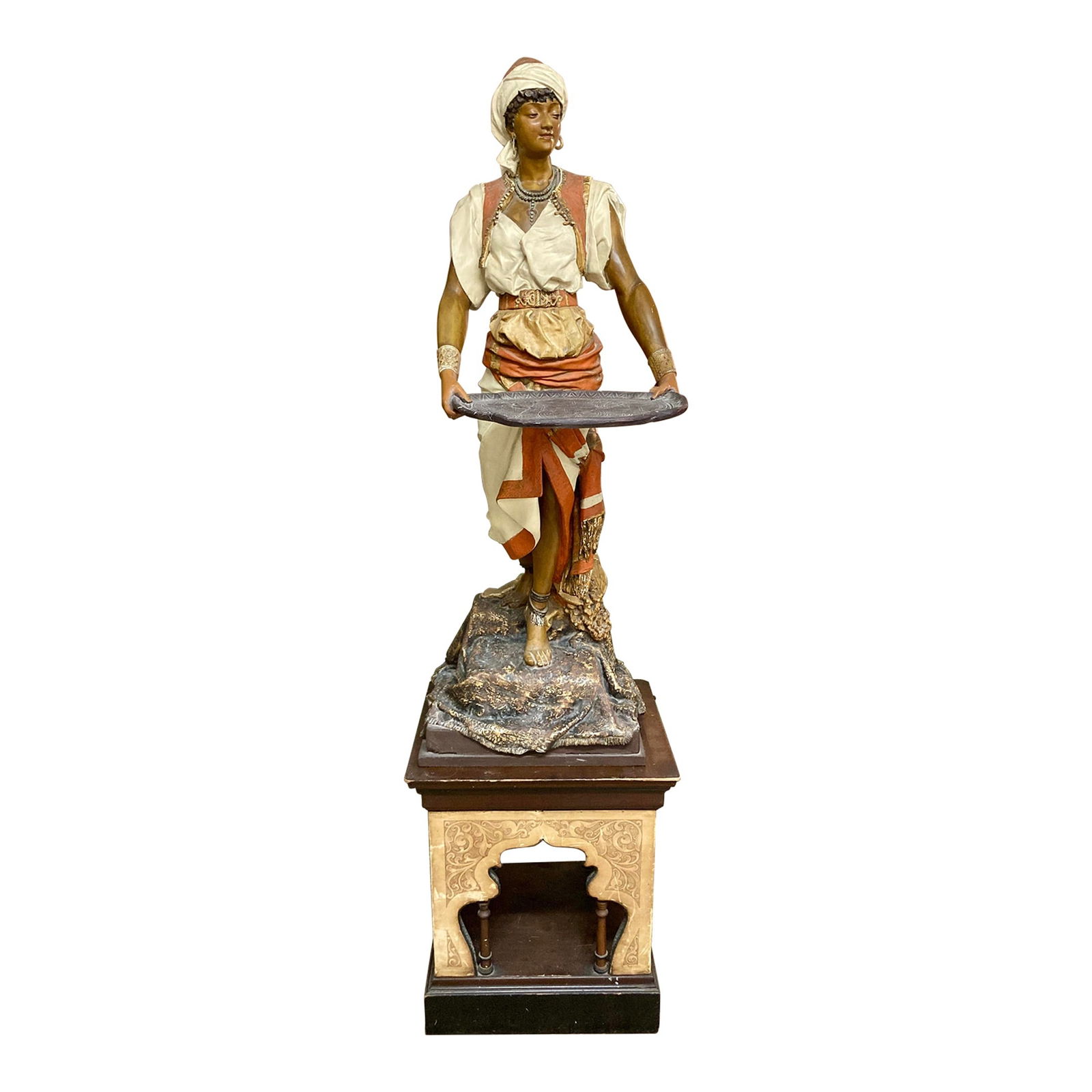 Louis Hottot Large Scale Orientalist Statue on Leather Pedestal (1 of 12)