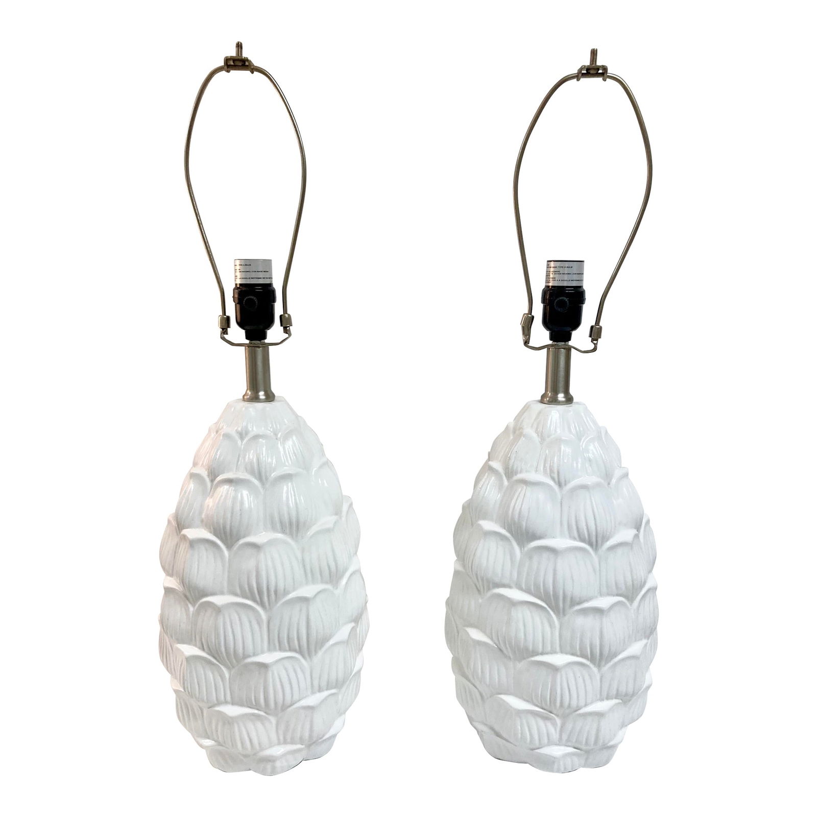 Serge Roche Style White Plaster Botanical Table Lamps, a Pair (1 of 14)