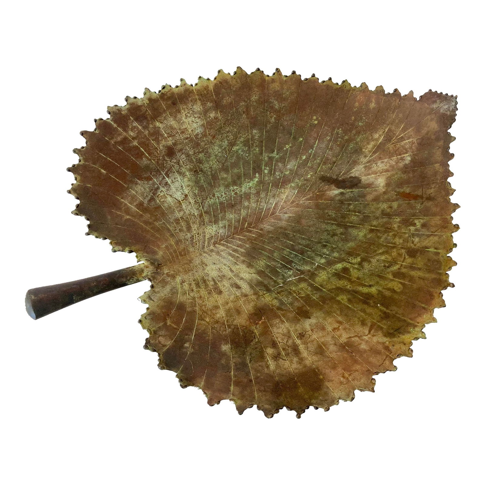 Bronze Leaf Centerpiece Sculpture #4: 19"W × 15"D × 2.5"H Bronze leaf centerpiece sculpture handmade by a French artisan. Please see our additional listings of this design as they are all unique. Amazing details and aged finishes from t