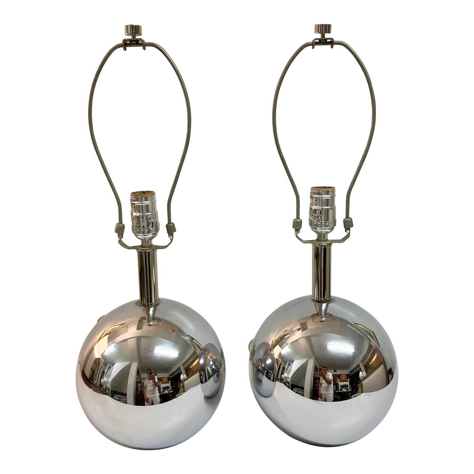 Mid-Century Modern Mercury Glass Mirror Table Lamps, a Pair (1 of 15)