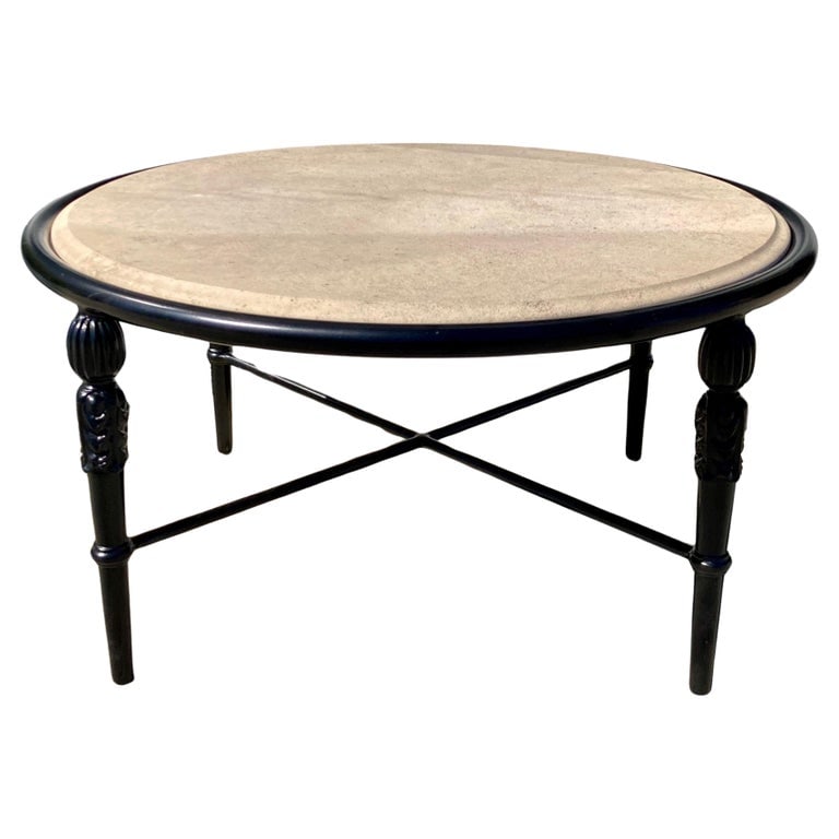 Michael Taylor Montecito Round Patio Coffee Table With Stone Top (1 of 13)