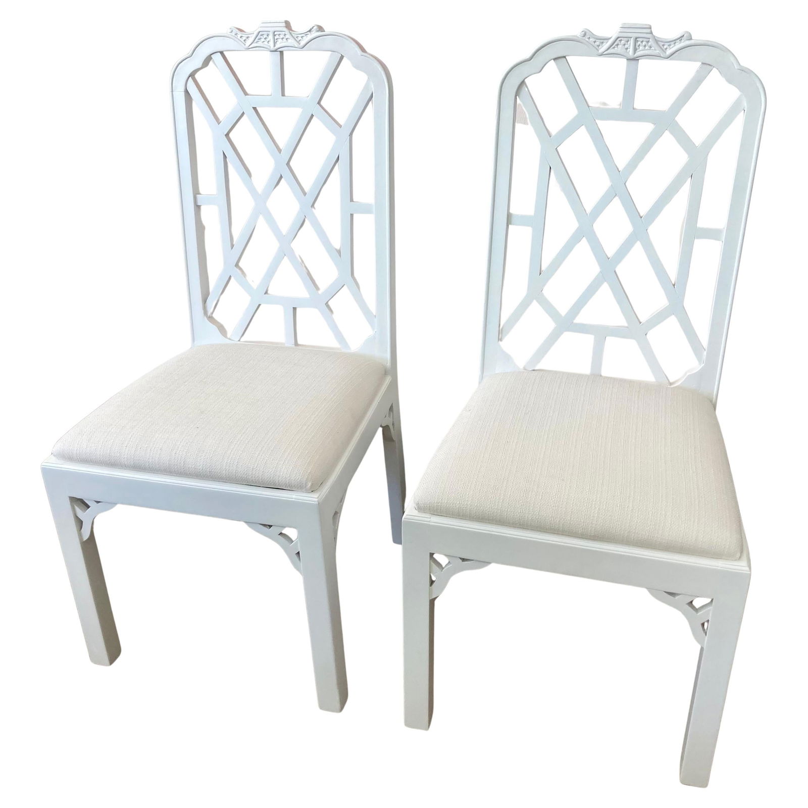 Hollywood Regency Chippendale Dining Side Chairs in New Todd Hase Textiles, a Pair (1 of 16)