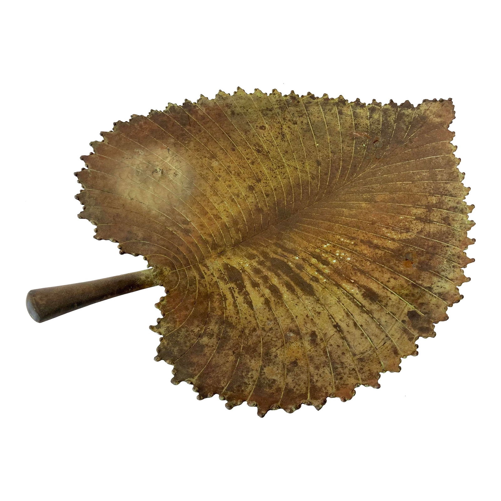 Bronze Leaf Centerpiece Sculpture #3: 19"W × 15"D × 2.5"H Bronze leaf centerpiece sculpture handmade by a French artisan. Please see our additional listings of this design as they are all unique. Amazing details and aged finishes from t