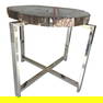 Petrified Wood Stone Top Side Table With 4-Leg Chrome Base from the Estate of Tony Duquette