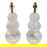 Triple Sphere Modern Murano Glass With Clear Bubbles Table Lamps, a Pair