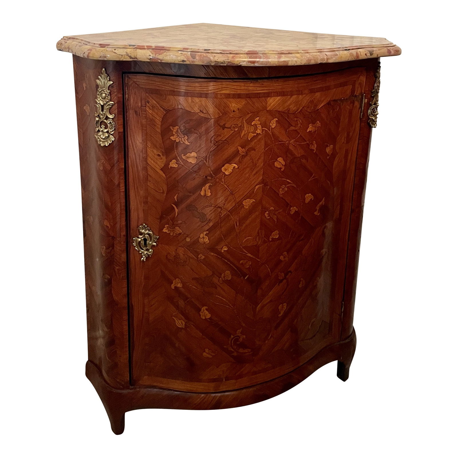 French Transition Marble Top Corner Cabinet With Label (1 of 9)