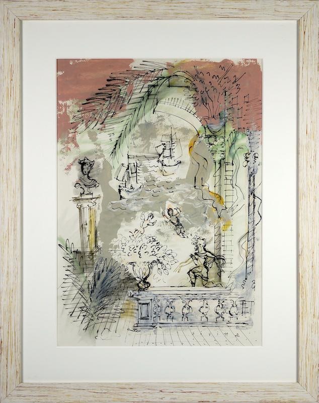 Raoul Dufy Style Venice Gouache on Paper: 26"W × 1"D × 33"H Art size: 16.5" x 23.5" Raoul Dufy Style "Venice" gouache on paper. Framed modern work on paper made in the 1940s. Made in France. This is not signed, so it is in the style of Raou