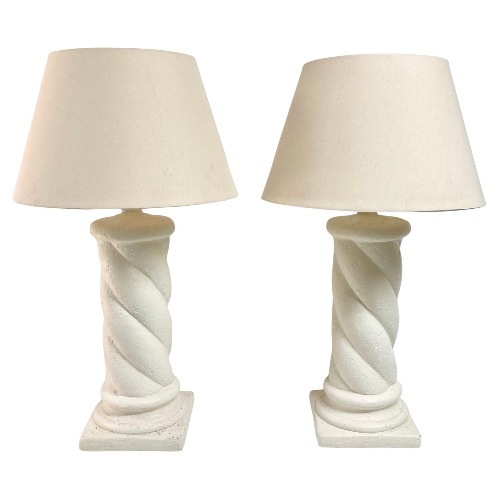 Michael Taylor Style Cast Stone Column Table Lamps, a Pair (1 of 15)