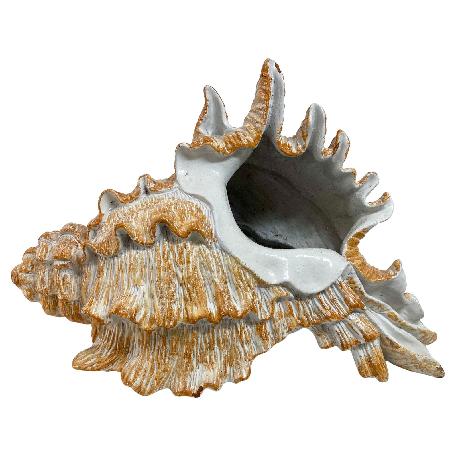 Larger Glazed Terra Cotta Shell Planter - Sculpture (1 of 16)