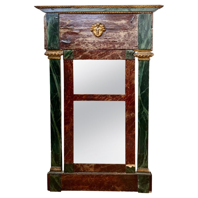 French Painted Faux Marble Wood Empire Mirror (1 of 11)