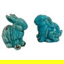 Chinese Turquoise Glazed Bunnies, a Pair
