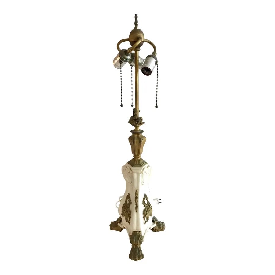 French Neoclassical Gilt Bronze and Marble Lamp (1 of 9)