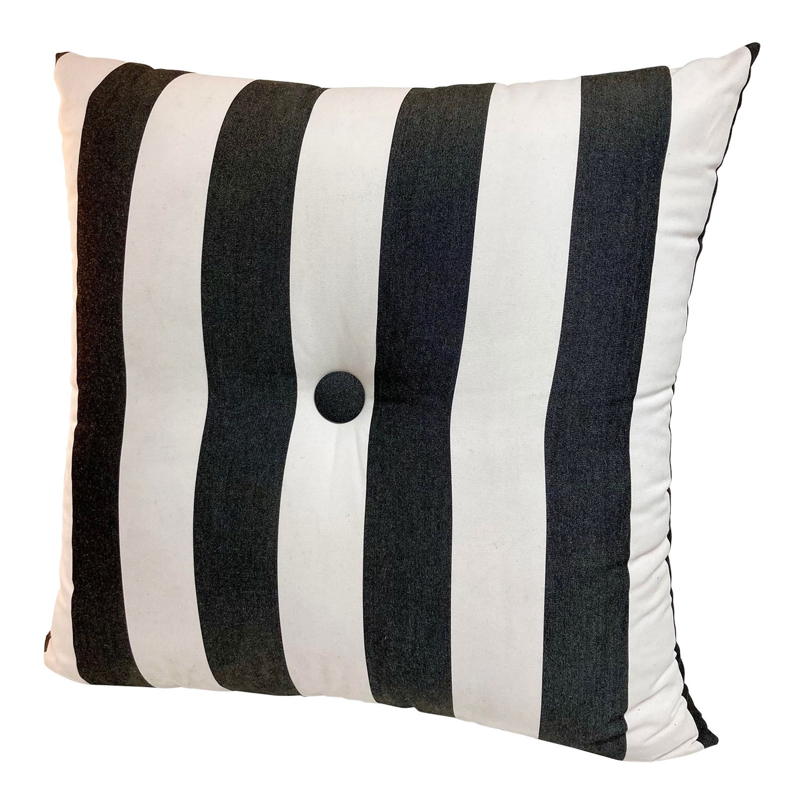 Giant Pool Pillow in Sunbrella Black and White Stripe Toss Pillow #1: 30"W × 12"D × 30"H 2020s Hollywood Regency giant pool pillow in Sunbrella black and white stripe toss pillow. We have total of three pillows in our listings so collect them all! Made in U.S.A.