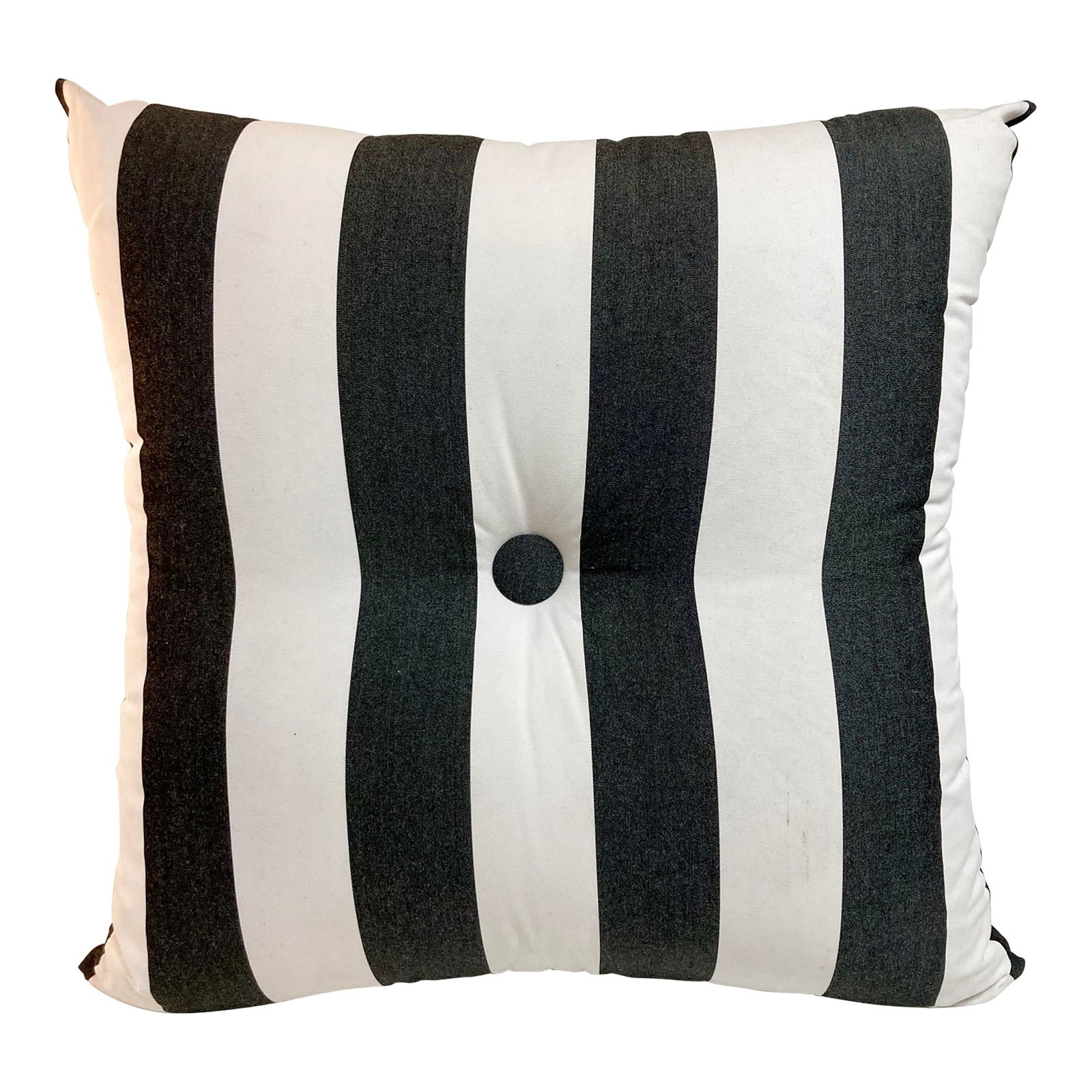 Giant Pool Pillow in Sunbrella Black and White Stripe Toss Pillow #3: 30"W × 12"D × 30"H 2020s Hollywood Regency giant pool pillow in Sunbrella black and white stripe toss pillow. We have total of three pillows in our listings so collect them all! Made in U.S.A.