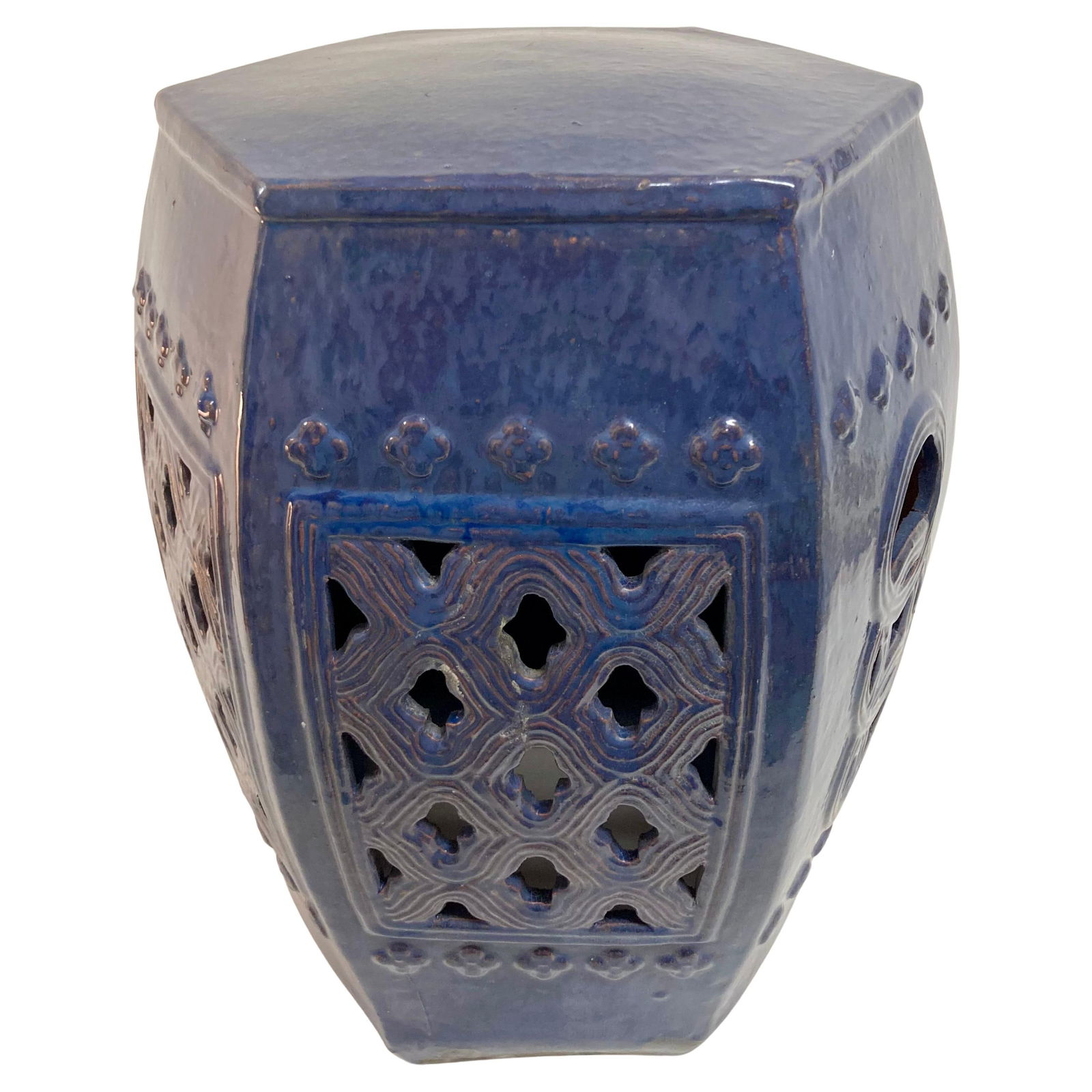 Cobalt Blue Glazed Terra Cotta Garden Seat (1 of 12)
