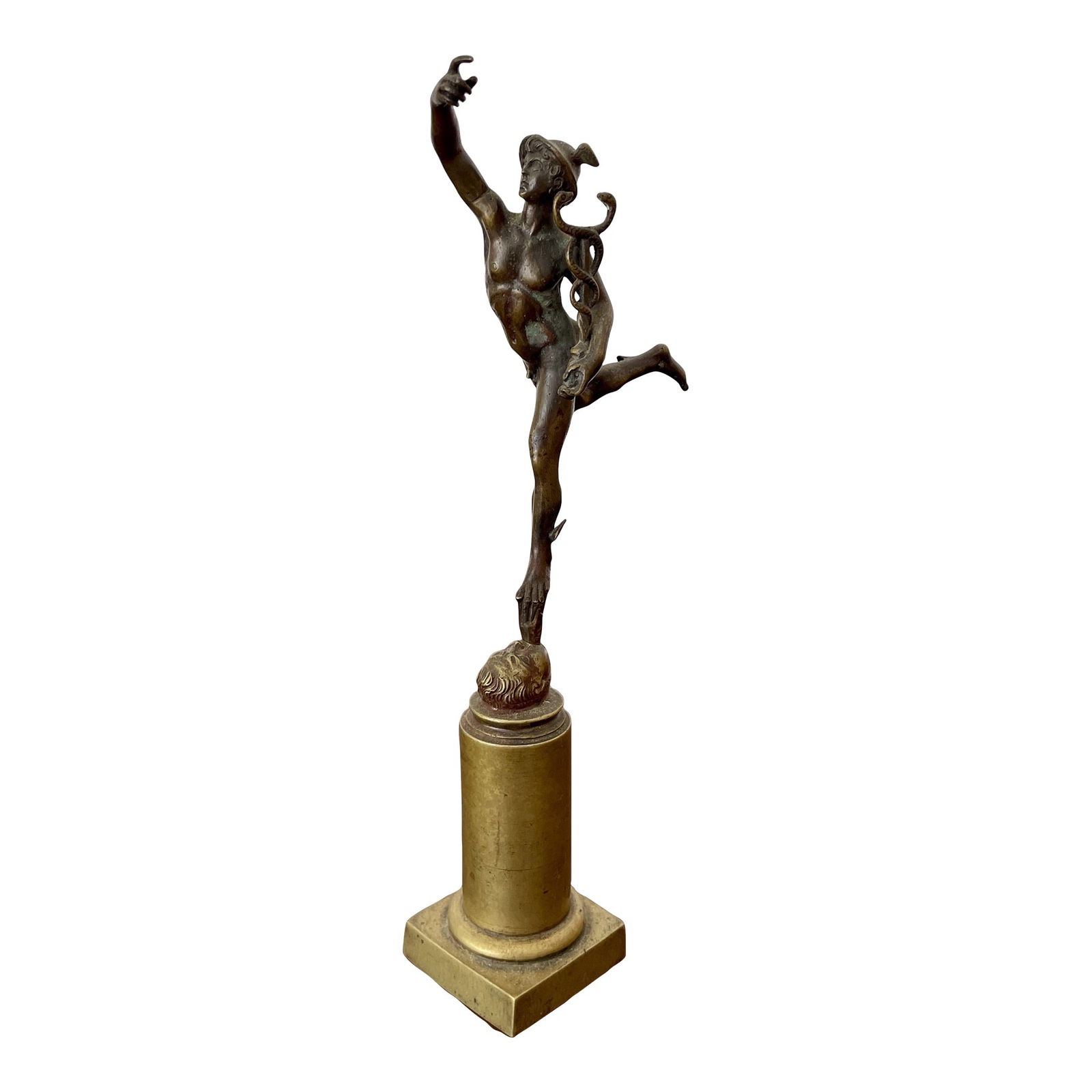 Miniature Bronze Statue of Hermes With Staff (1 of 9)