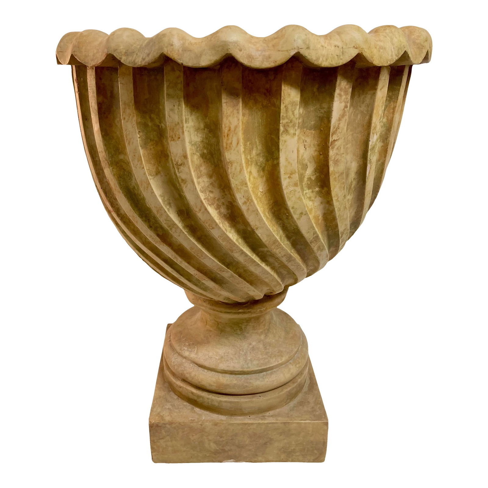 Versailles Style Faux Marble Urn #2: 18"W × 18"D × 23"H 1980s French Traditional Versailles style faux marble resin urn. We have a second similar urn in our listing so collect the pair! Made in France.