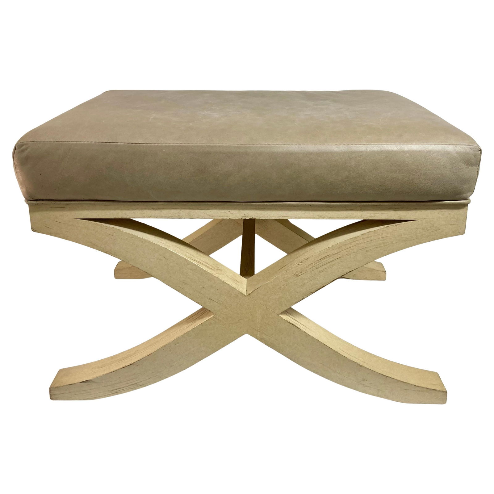 Modern Light Finish X Pattern Bench Ottoman (1 of 17)