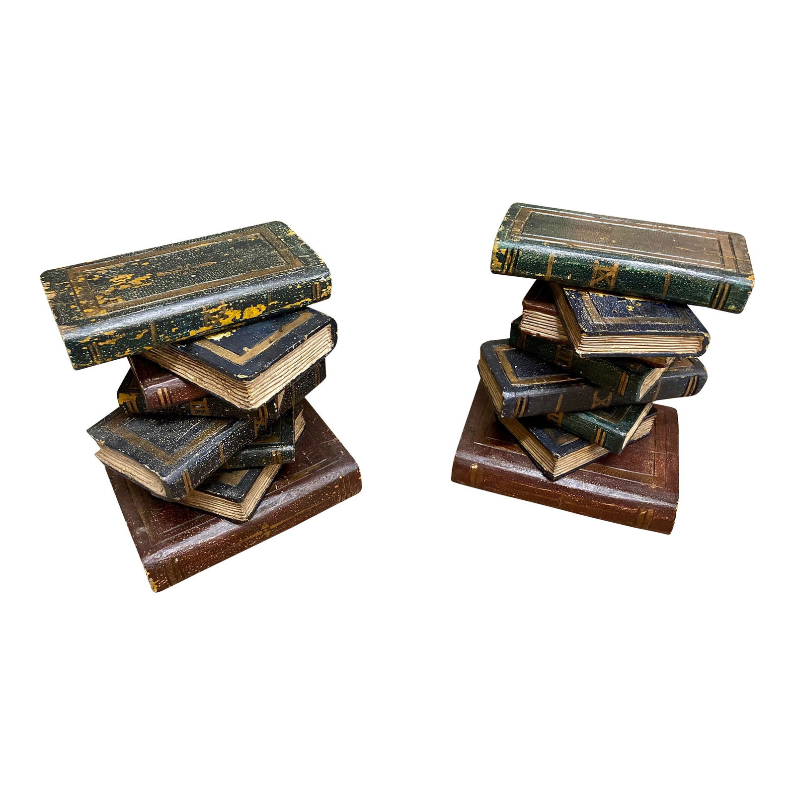French Carved Wood Stacked Book Cocktail Tables, a Pair (1 of 12)
