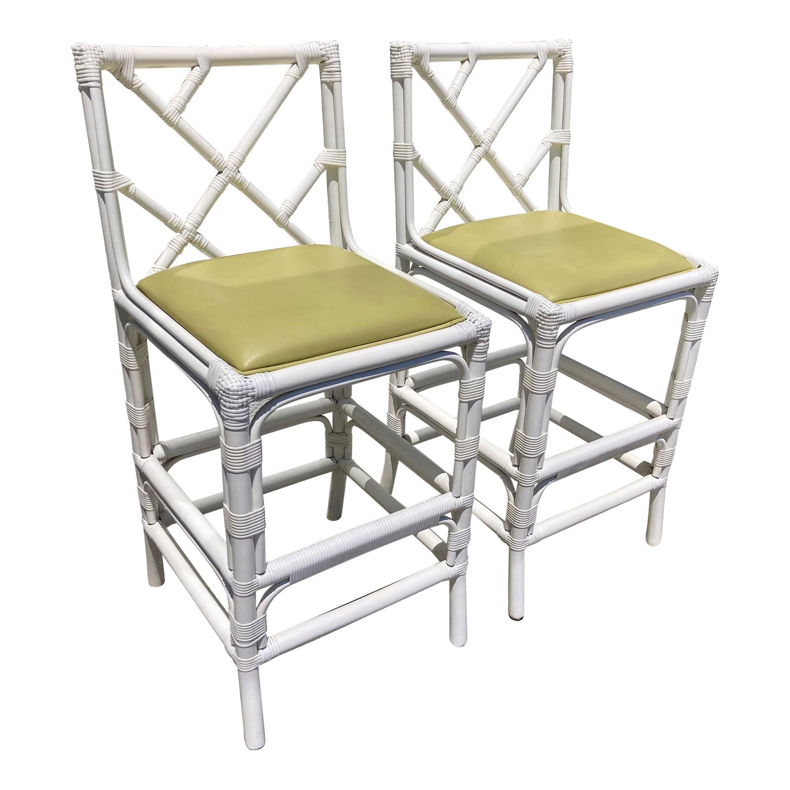 Palm Beach Rattan Chippendale Counter Stools, a Pair (1 of 13)
