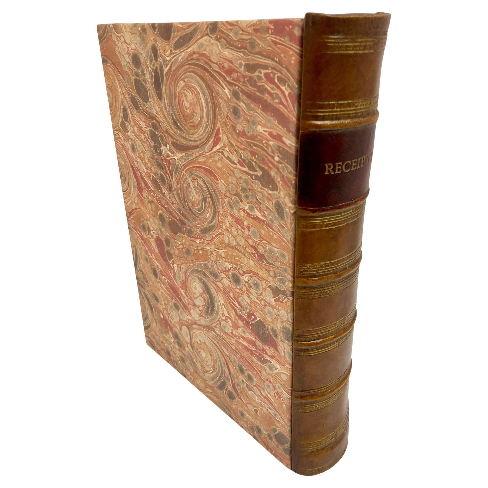 Leather Book Box - Receipts #1: 11"W × 3"D × 14.5"H 1990s leather book box from England. Classic style leather front with creative snap lock to hide your special belongings. Looks perfect on your shelf. Add some classic old Englis