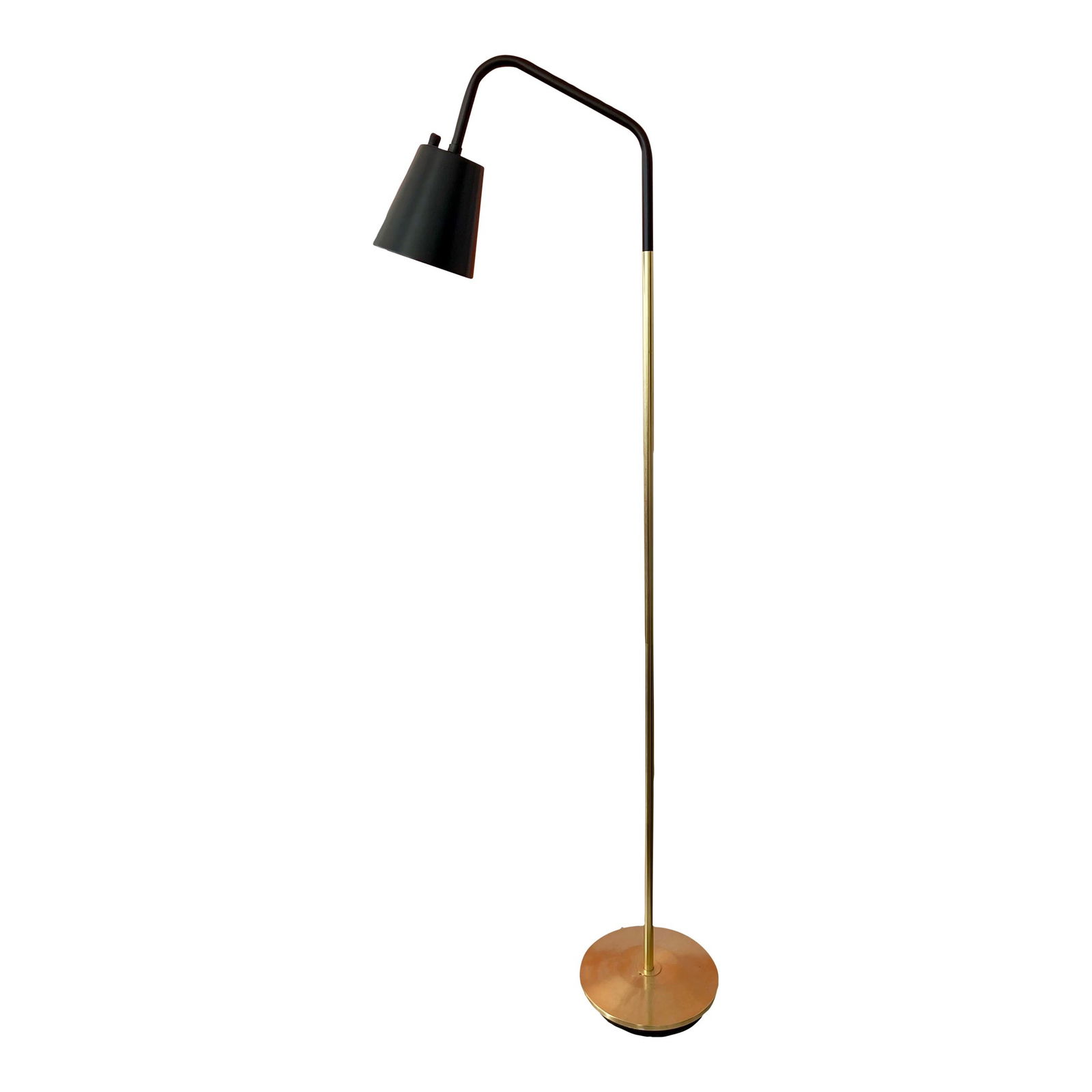 Mid-Century Modern Floor Lamp in the Style of Jacques Adnet: 19"W × 6"D × 56"L 1990s Mid-Century Modern floor lamp in the style of Jacques Adnet from a fabulous Palm Springs estate. Add some serious Mid-Century Modern style to your home. Made in U.S.A.
