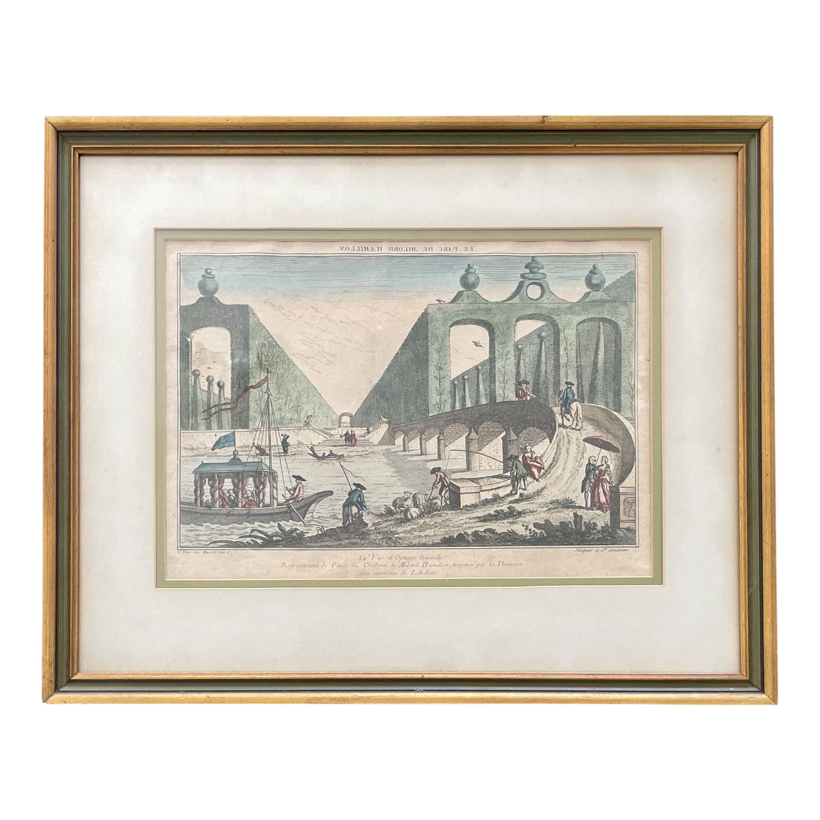 French 18th Century Park Scene Lithograph (1 of 7)