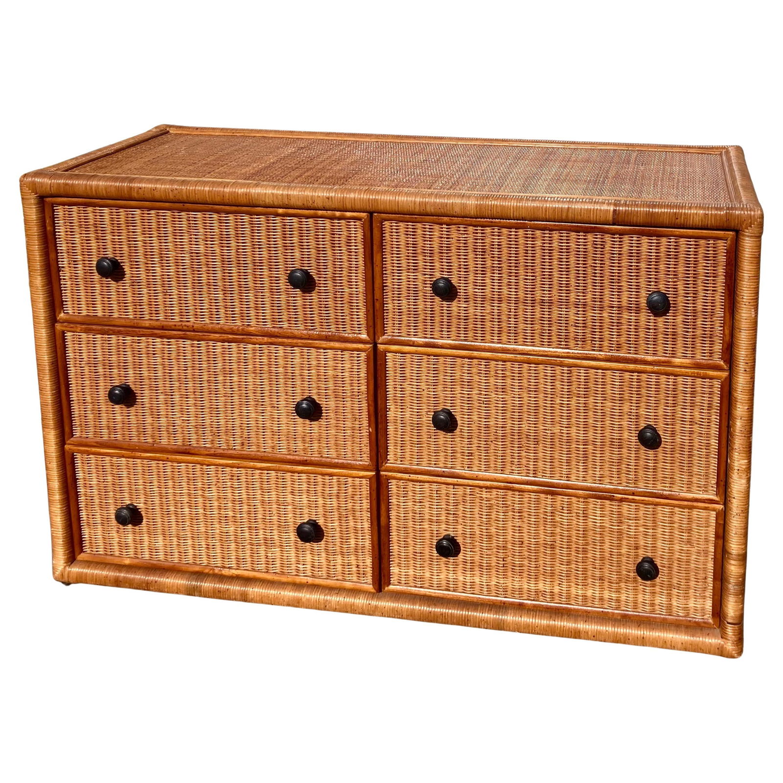 Palm Beach Bielecky Brothers Style 6-Drawer Rattan Dresser (1 of 18)