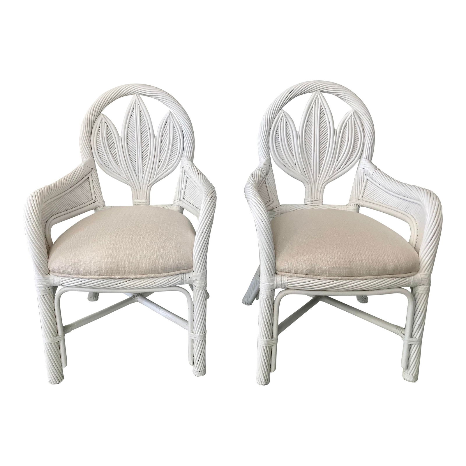 Palm Beach Gabriella Crespi Pencil Reed Rattan Arm Chairs, a Pair (1 of 10)