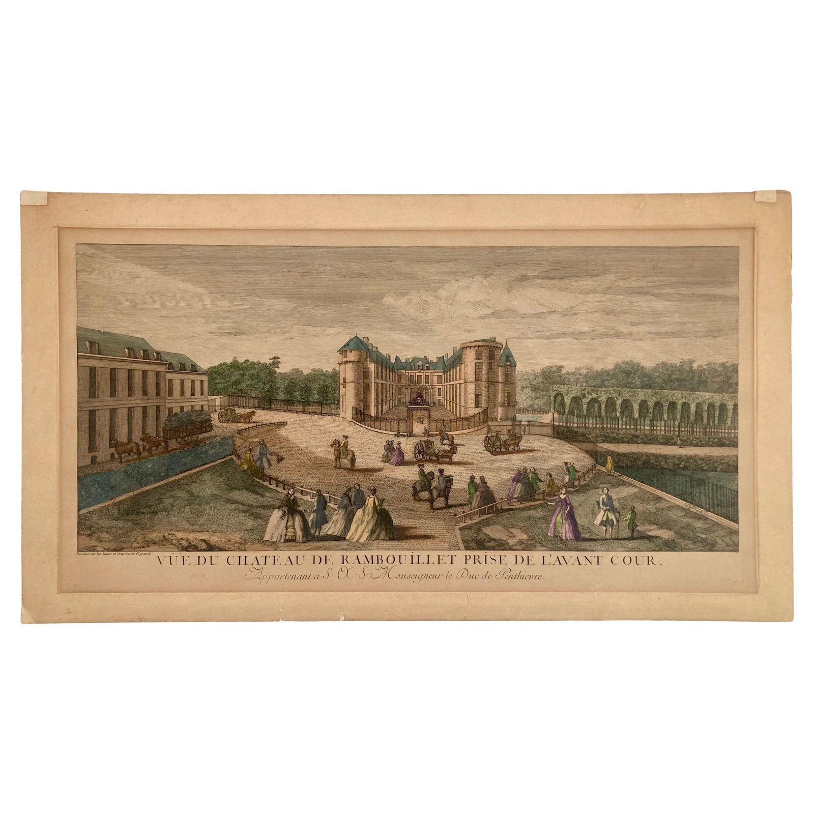 Jacques Rigaud Engraving Palais Des Thuilleries: 18"W × 0.01"D × 10"H French 18th Century Jacques Rigaud engraving on paper of Palais Des Thuilleries. The dimension is the sight of the image. This item is ready to be framed to your liking and styl