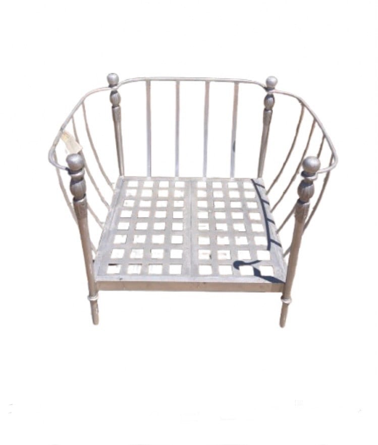 Michael Taylor Newport Patio Junior Club Chair: 35"W x 32"D x 28"H Michael Taylor Designed Newport Patio Junior Club Chair alluminum frame ready to be finished and upholstered. Pick up address Perris, CA 92570