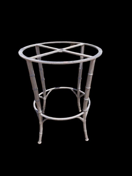 Michael Taylor Bamboo Bar Table Base: 34"W x 34"D x 41"H Michael Taylor Designed Bamboo Bar Table Base alluminum frame ready to be finished no top. Pick up address Perris, CA 92570